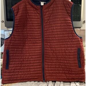 Cozee Corner Unisex Full Zip Quilted Puffer Vest Burgundy Blue Lining Size 4XL